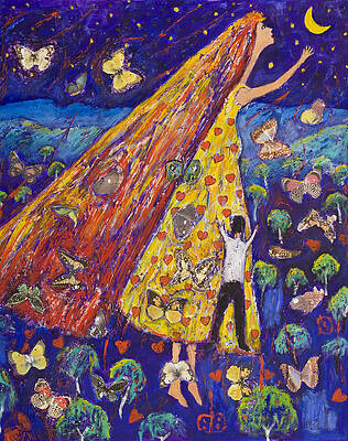 Whimsical Wall Art featuring the painting Moon Lover by Jeremy Holton