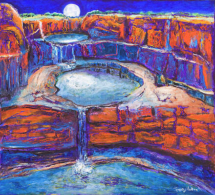 Red Painting - Moon Rising Over The Mitchell Falls by Jeremy Holton