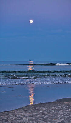 Reflection Photograph - Moonlight Sail 3 - Ogunquit Beach - Maine by Steven Ralser