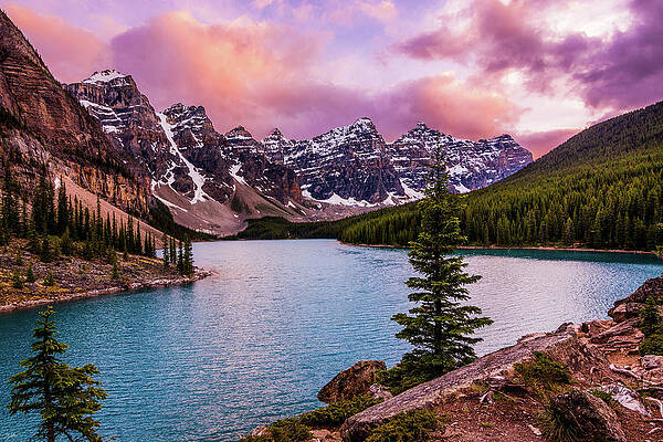 Wall Art featuring the photograph Moraine Lake Sunset by Russell Wells
