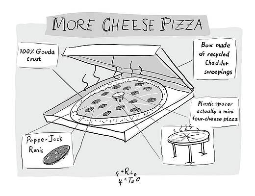 Slice Drawing - More Cheese Pizza by Farley Katz