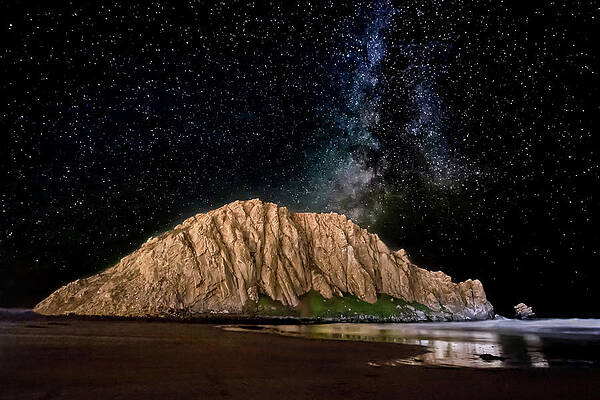 Morro Rock Under Starry Sky Photograph