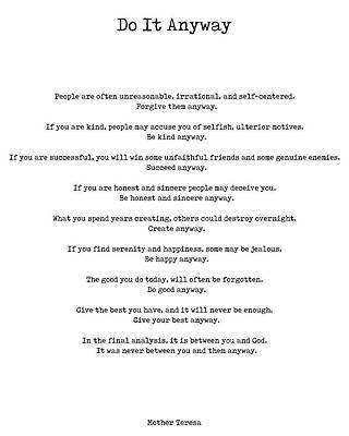 Do It Anyway Poem by Mother Teresa Digital Art