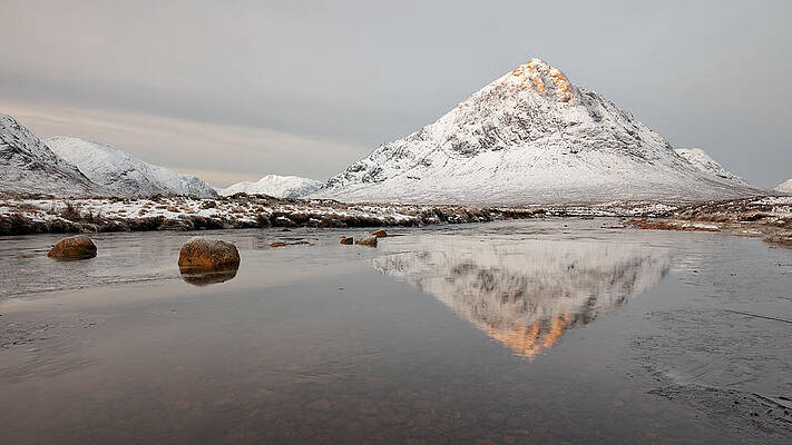 Reflection Wall Art featuring the photograph Mountain Reflection On The River Etive by Grant Glendinning