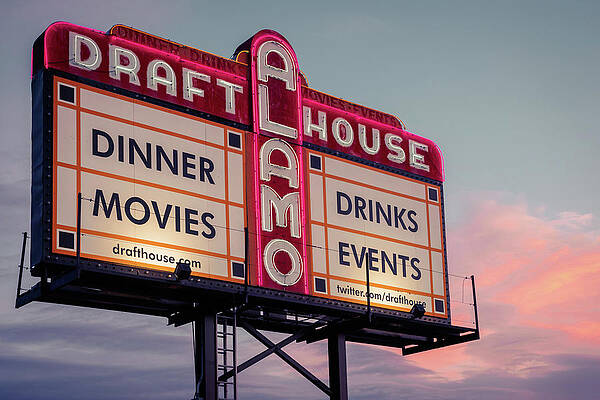 Alamo Drafthouse Sign at Sunset Photograph