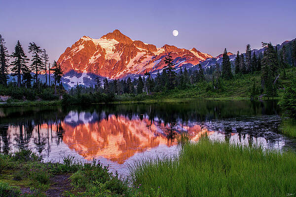 Mountain Reflection at Sunset Wall Art