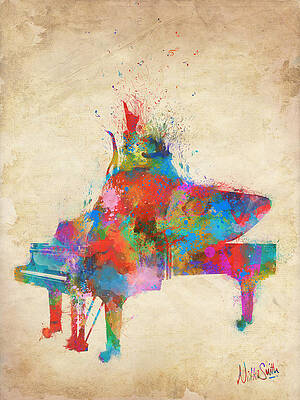 Colorful Abstract Grand Piano Digital Art