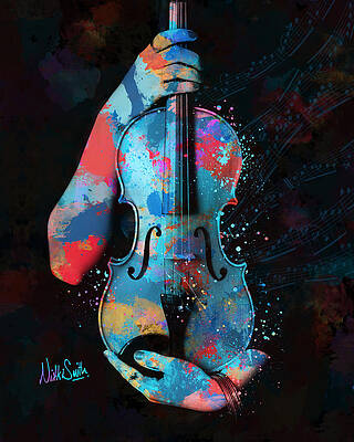Colorful Violin in Hand Digital Art