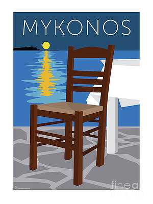 Greece Digital Art - MYKONOS Empty Chair - Blue by Sam Brennan