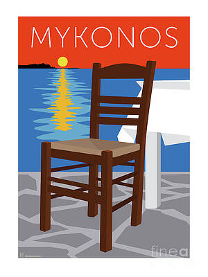 Greece Digital Art - MYKONOS Empty Chair - Orange by Sam Brennan