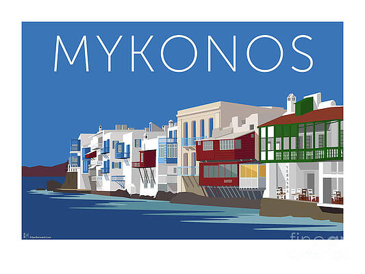 Digital Art - MYKONOS Little Venice - Blue by Sam Brennan