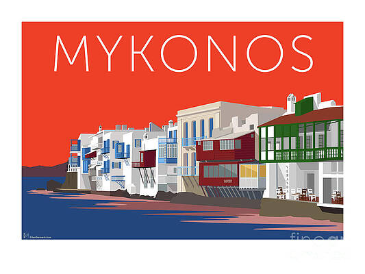 Digital Art - MYKONOS Little Venice - Orange by Sam Brennan