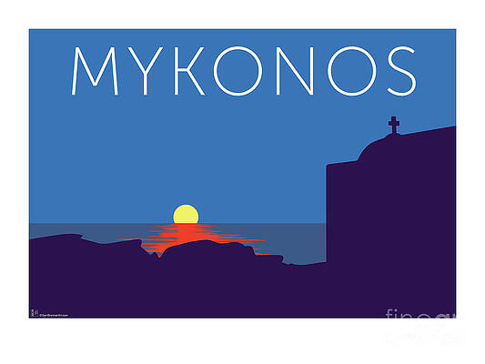Digital Art - MYKONOS Sunset Silhouette - Blue by Sam Brennan