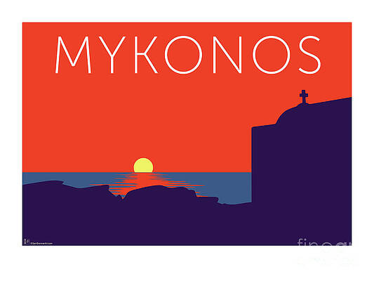 Greece Digital Art - MYKONOS Sunset Silhouette - Orange by Sam Brennan