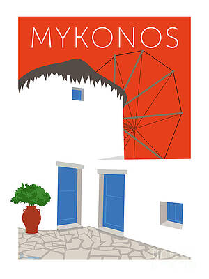 Greece Digital Art - MYKONOS Windmill - Orange by Sam Brennan