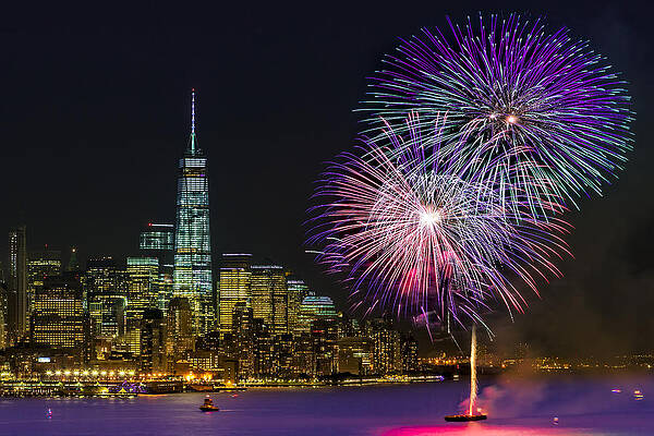 Fireworks Over New York Skyline Wall Art
