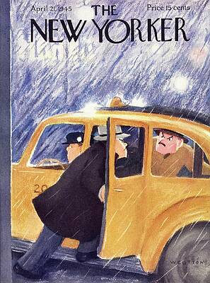 Taxi in the Rainy Night Wall Art