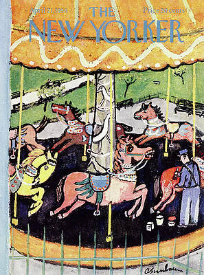 Vintage Carousel Scene Painting