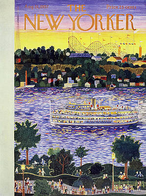 Colorful Riverboat Scene in 1957 Wall Art