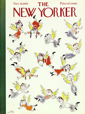 Playful Angels on New Yorker Cover Wall Art