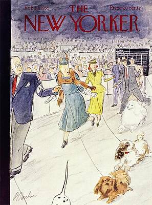 New Yorker Dog Show Scene 1955 Painting