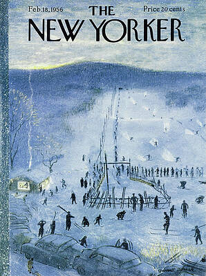 Winter Sports Scene at Dusk Painting