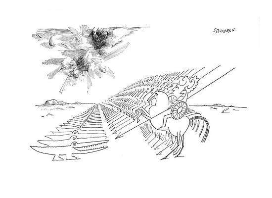 Setting Drawing - New Yorker February 29th, 1964 by Saul Steinberg