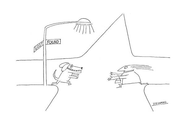 Chasing Under Streetlamp Drawing