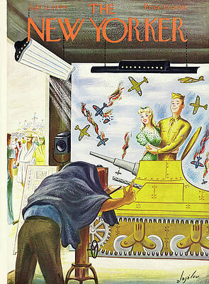 New Yorker Cover: Photographer with War Theme Painting