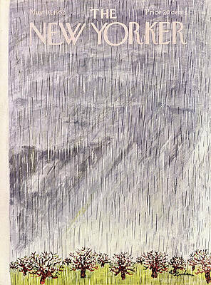 Rain Wall Art featuring the painting New Yorker May 10 1952 by Abe Birnbaum