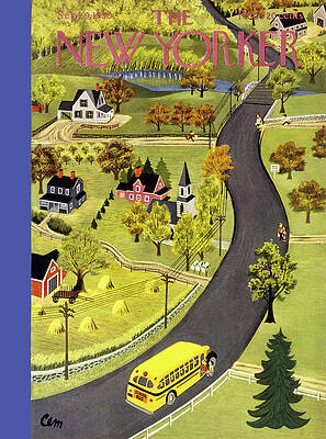 Charming Country Scene with School Bus Wall Art