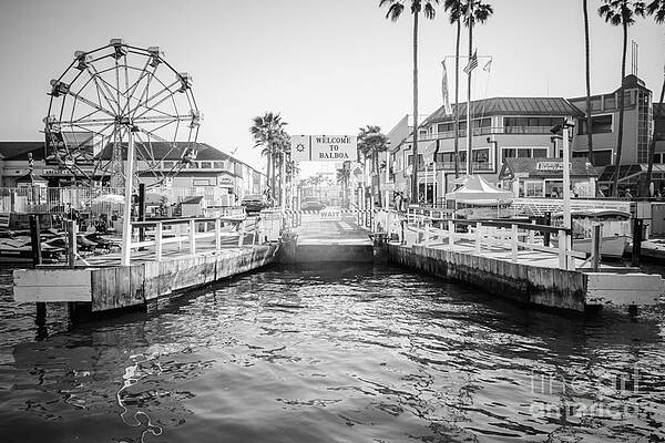 California Wall Art featuring the photograph Newport Beach Ferry Dock Black And White Photo by Paul Velgos