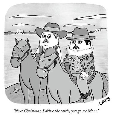 Drive Wall Art featuring the drawing Next Christmas I Drive The Cattle by Lars Kenseth