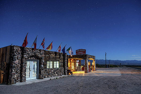 Sky Photograph - Night Sky Above Rebuilt Cool Springs Station On Historic Route 66 by Miroslav Liska