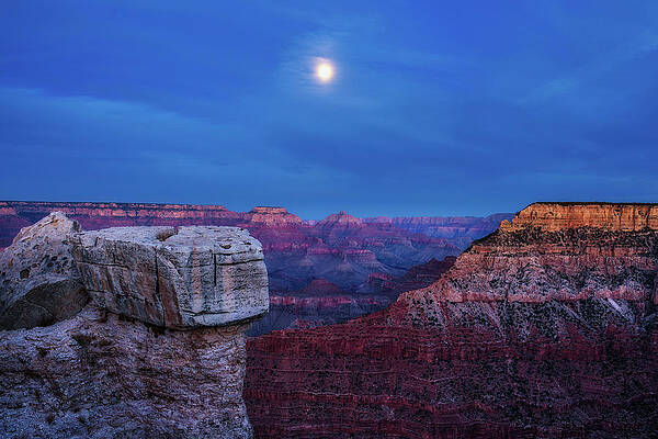 Sky Photograph - Night Sky With Full Moon Over Grand Canyon by Miroslav Liska