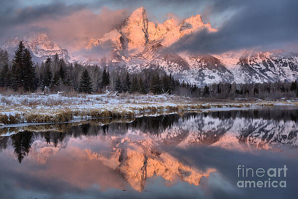 Sunrise Wall Art featuring the photograph November Teton Pastels by Adam Jewell