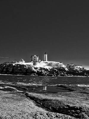 Reflection Photograph - Nubble Lighthouse - York - Maine by Steven Ralser