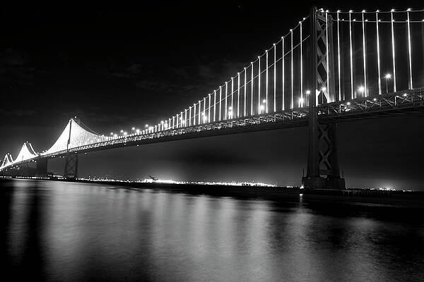 Sky Photograph - Oakland Bay Bridge At Night by Darcy Michaelchuk