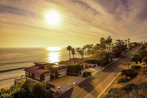 Sunrise Wall Art featuring the photograph Oceanfront Homes Of Malibu Beach In California by Miroslav Liska