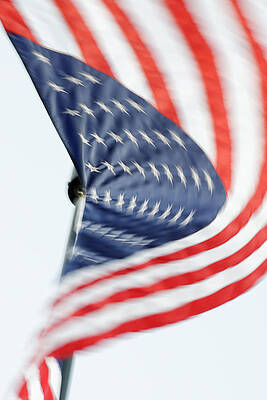Vibrant Photograph - O'er The Land Of The Free -- American Flag At Faces Of Freedom Veterans Memorial, Atascadero, Califo by Darin Volpe