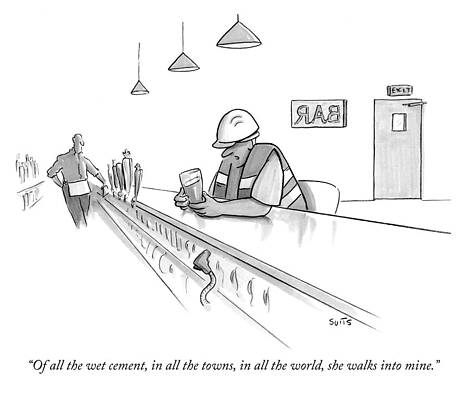 Construction Worker at a Bar Drawing