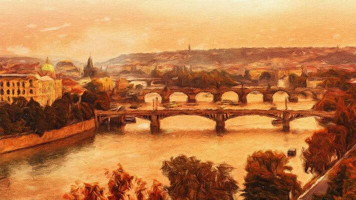 Architecture Painting - Old Bridges Of Prague by Miroslav Liska