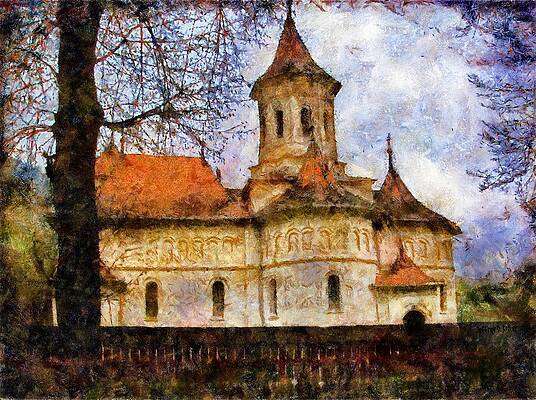 Historic Monastery with Red Roofs Wall Art