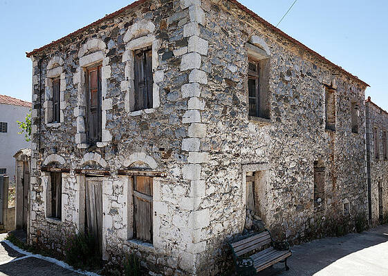 Greece Wall Art featuring the photograph Old Deserted Village House In Greece by Al Poullis