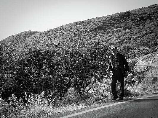 Greece Wall Art featuring the photograph Old Man In Rural Greece by Al Poullis