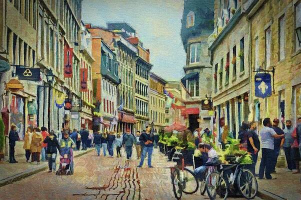 Wall Art featuring the painting Old Montreal Street Scene by Jeffrey Kolker