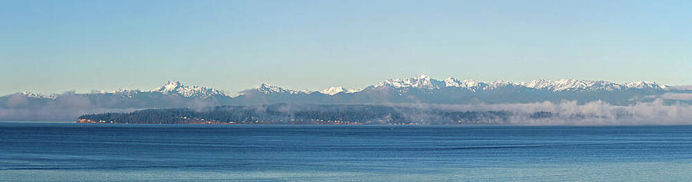 Snowy Mountain Range by the Sea Photograph