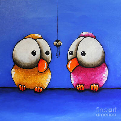 Colorful Cartoon Birds Wall Art