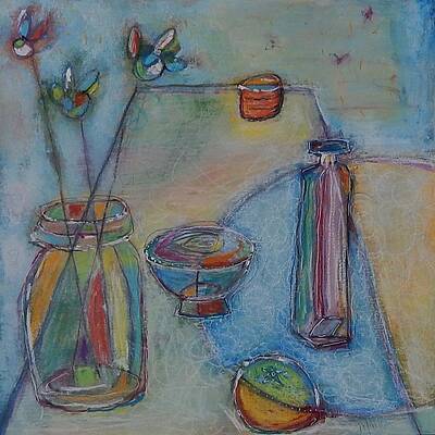 Flower Wall Art featuring the mixed media OrangeCup by Mary Conner