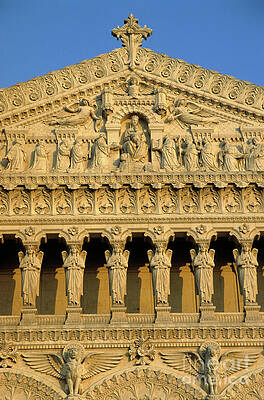 Wall Art featuring the photograph Ornate Facade Of The Basilica Of Notre-Dame De Fourviere At Sunset by Sami Sarkis Photography